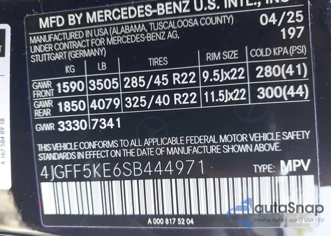 2025 Mercedes-Benz Gls 450 4Matic from USA, damaged, VIN 4JGFF5KE6SB444971